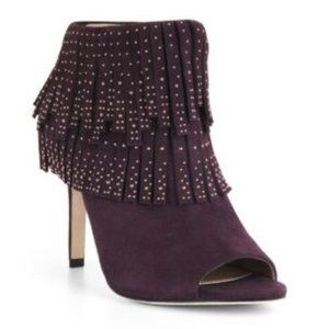 BCBGMaxAzria Raimi High-Heel Studded Fringe Suede Leather Ankle Bootie Size 8M